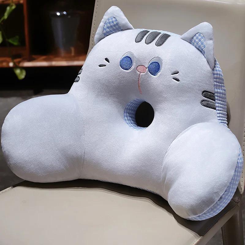 Süßes Katzen-Lendenkissen 4 Stile Plüsch-Katzen-Rückenkissen Mit Hohlraumdesign Für Bürostuhl, Sofa Und Auto Dekoration. 50cm