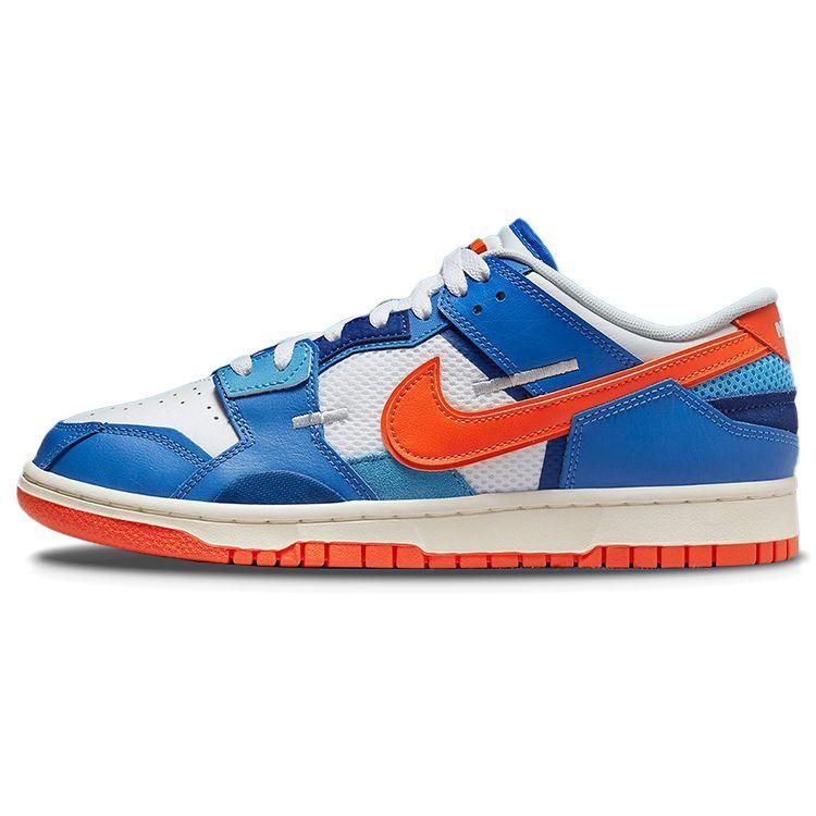 Nike Dunk Low Scrap Knicks Herren-Sneaker Weiß Sicherheitsorange Mittelblau DM0128-100 42.5