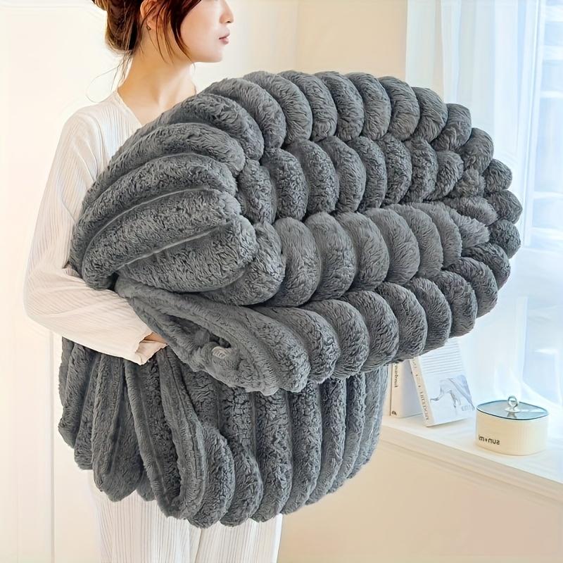 Decke Weich und Bequem Kunstkaninchenfell Wendbare Decke Thermofleece-Decke Nickerchen-Decke Klimaanlagen-Decke Büro Outdoor Camping 70*100cm dunkelgraue