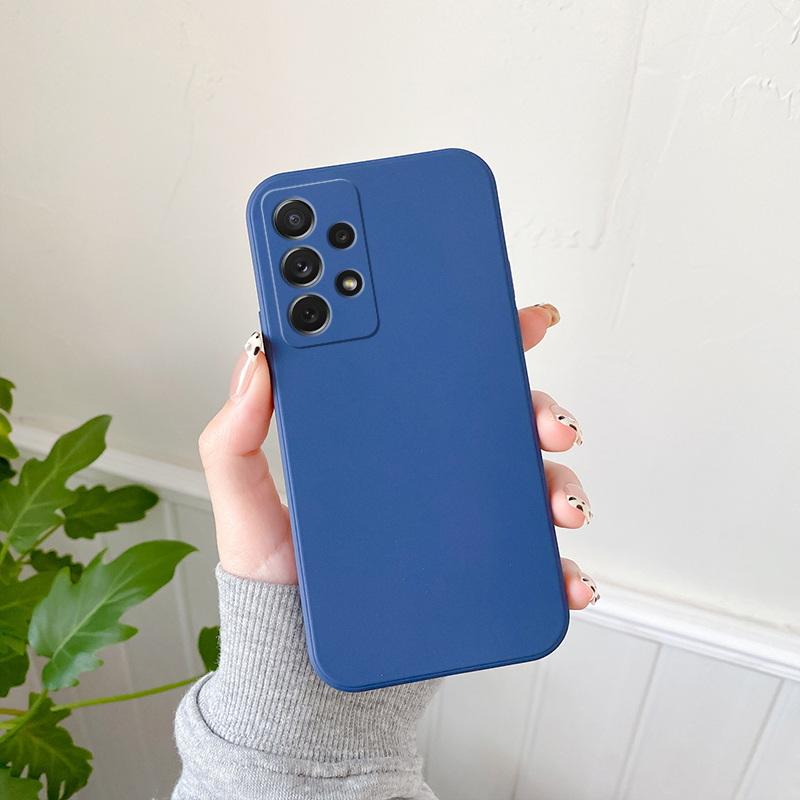 Candy Color Matte Silikon Quadrat Kamera Schutz Rückseite Hülle für Samsung Galaxy A52 A72 A32 4G 5G S22 Ultra Note 20 A13 A33 A53 A73 A22 A12 A51 Samsung Note 20 blau
