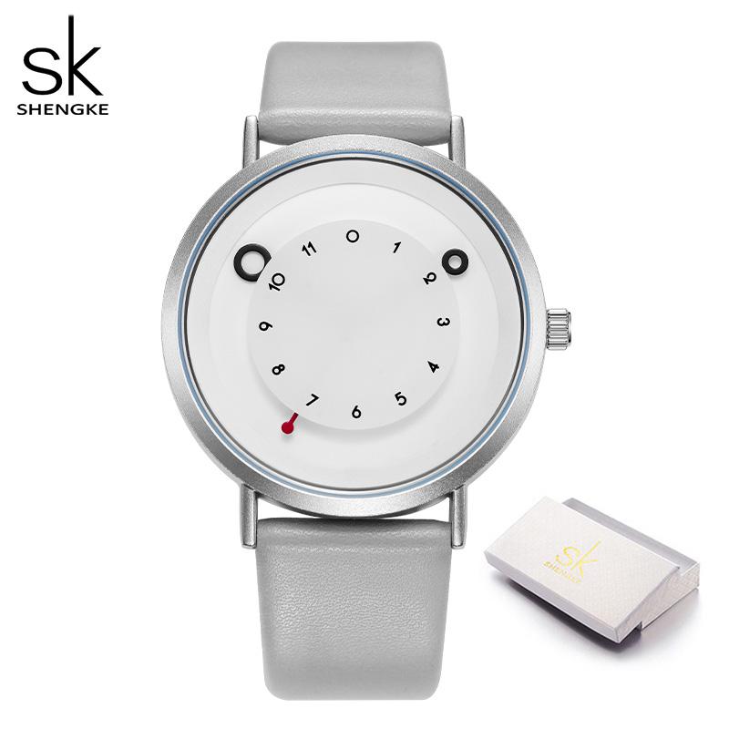 Shengke Mode frauen Uhren Kreative Design Damen Quarz Armbanduhren Top Marke Weibliche Beste Geschenke Uhr grau
