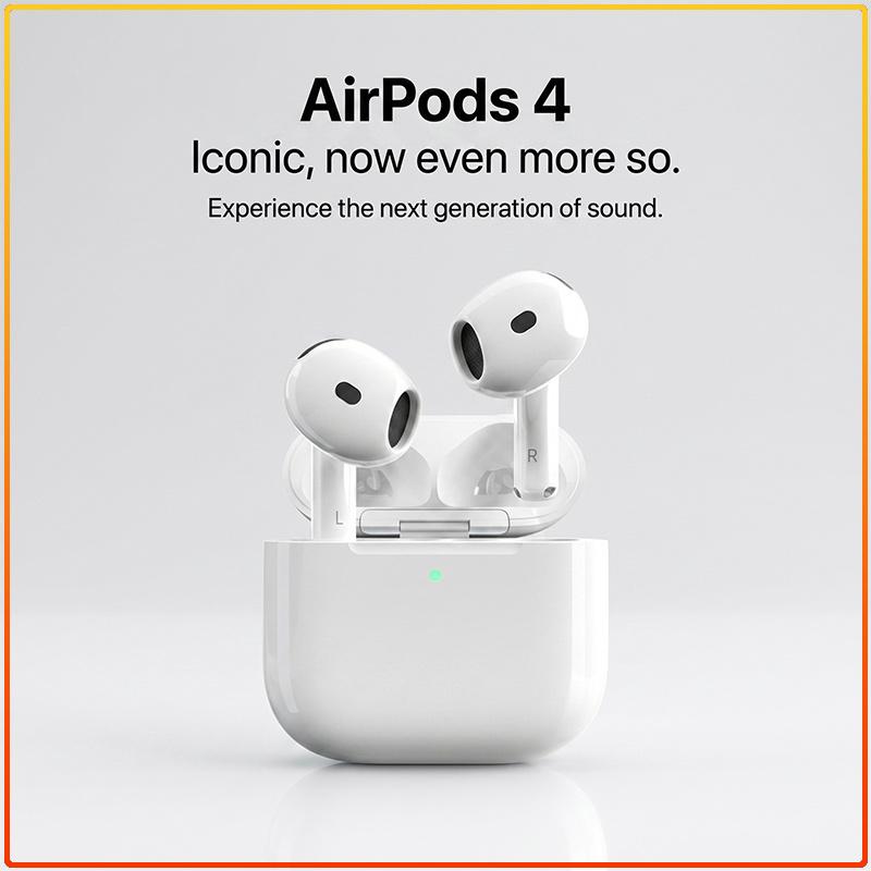 AirPods 4 TWS Kabellose Bluetooth-Kopfhörer H2 Chip ANC Aktive Geräuschunterdrückung Räumliches Audio Schweißresistent Touch-Steuerung In-Ear-Kopfhörer weiß