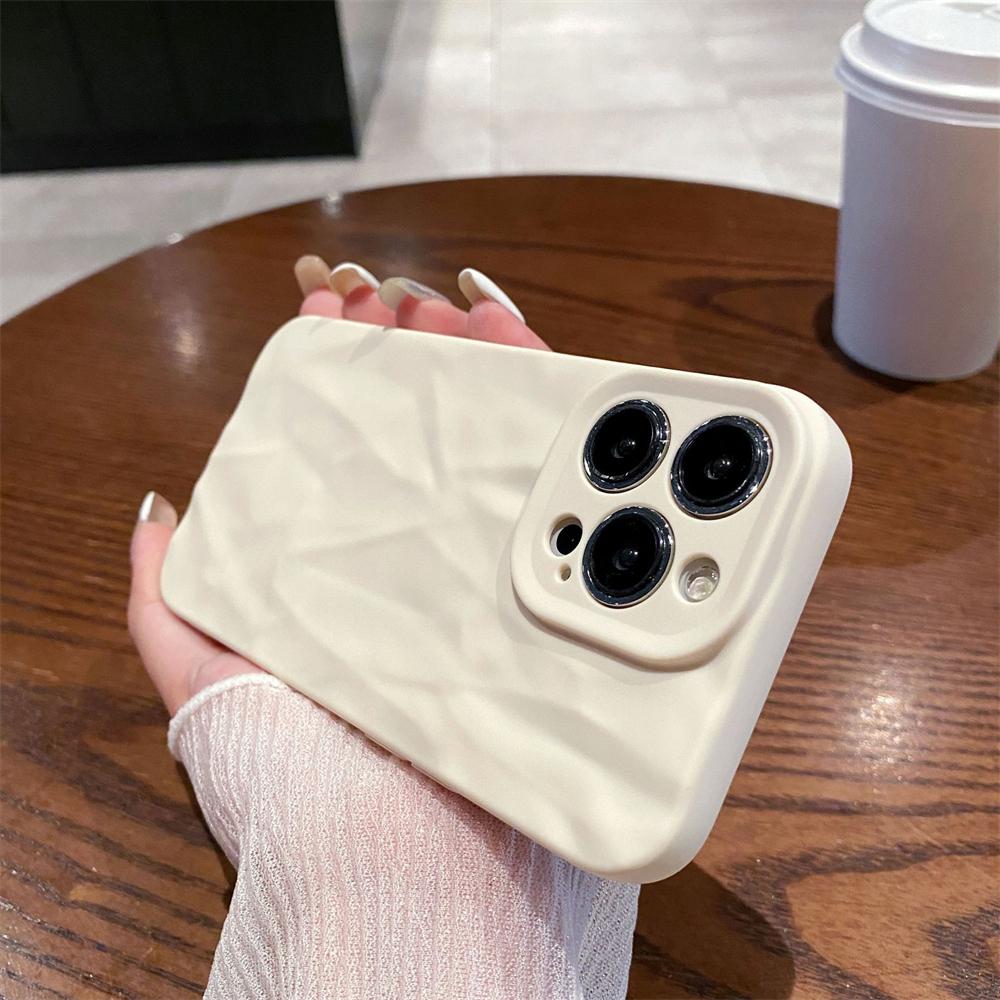 Für iPhone 15 14 13 12 Mini 11 Pro XS Max X XR SE 7 8 Eiscreme Frosted Wrinkled Soft Phone Case Schutzhülle aus weicher Rückseite iPhone11 weiß