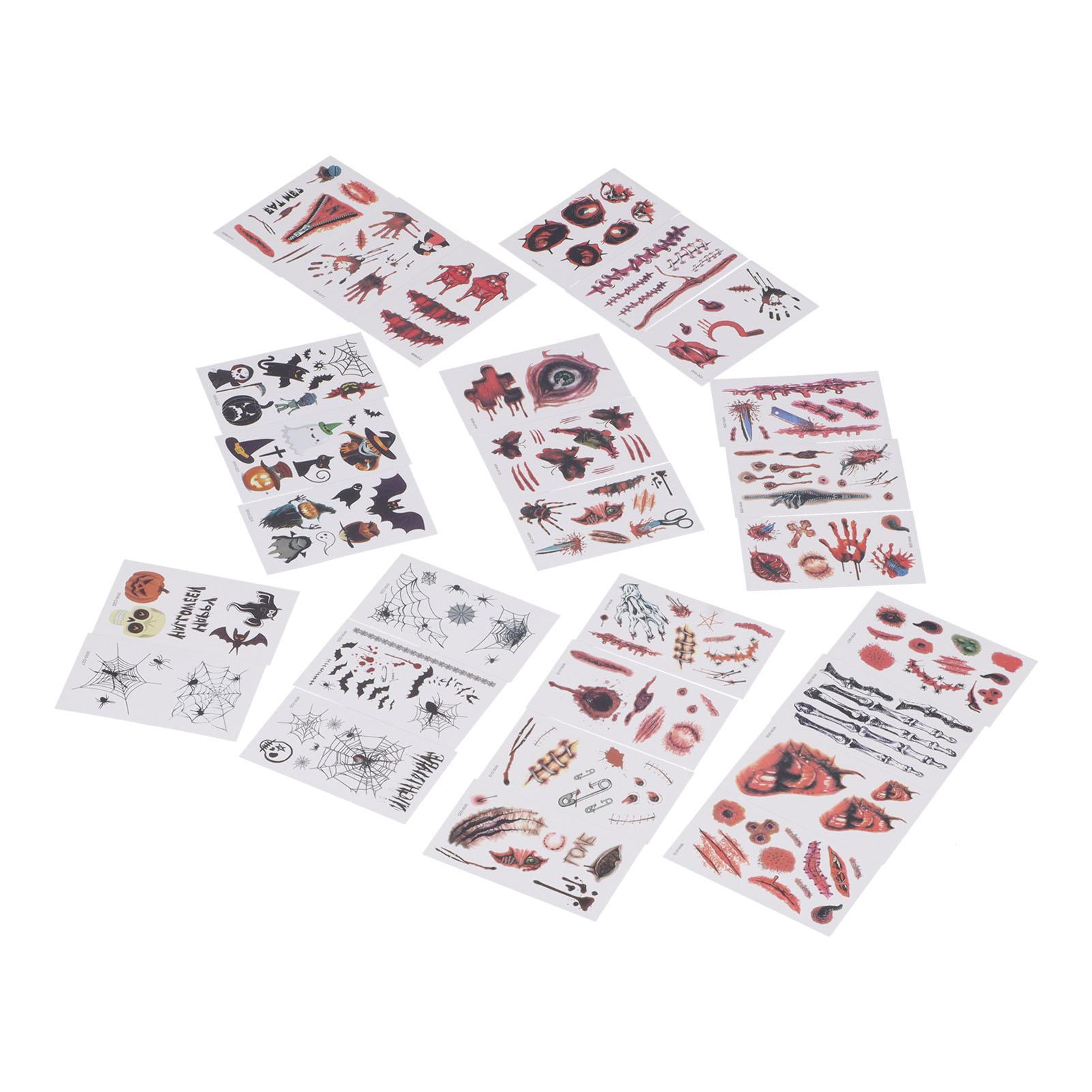 28 Stück Halloween Tattoo Aufkleber Narbe Kürbis Muster Wasserdichte Fake Tattoo Aufkleber