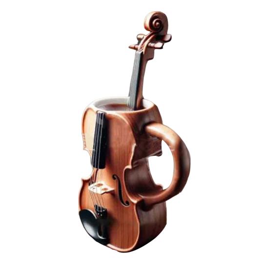 Kaffeetasse mit Musikinstrument, Gitarre, Klavier, Violine, Trommel, Saxophon, E-Gitarre, Keramik