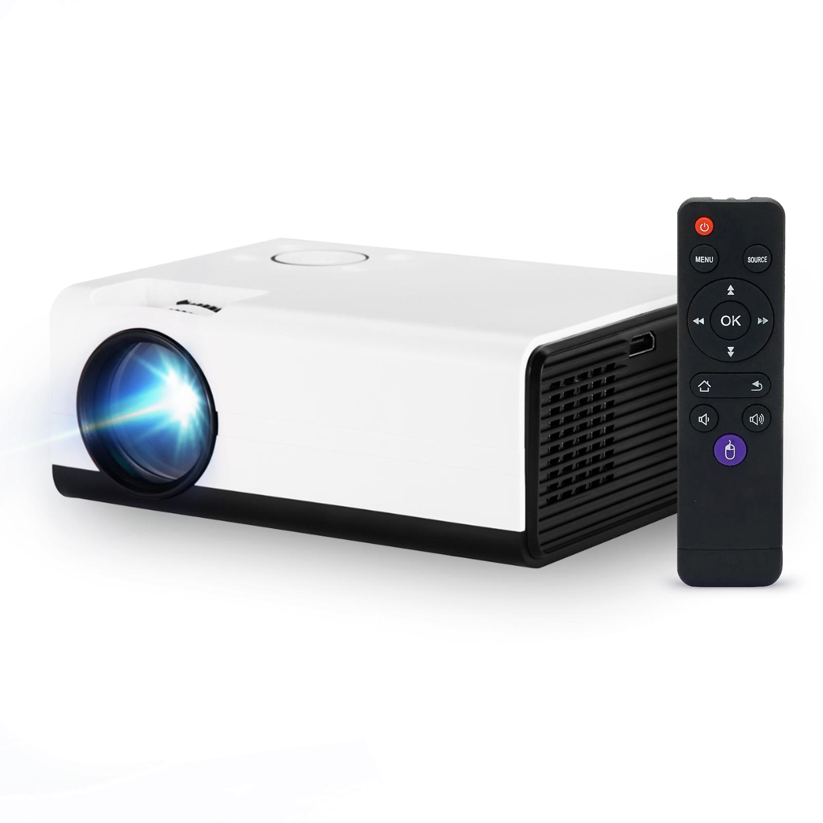 1080P Smart-Projektor, 2,4 G WiFi, 2200 Lumen, Multimedia, integrierter Lautsprecher, 3,5-Zoll-TFT-LCD-Display UK schwarz weiße