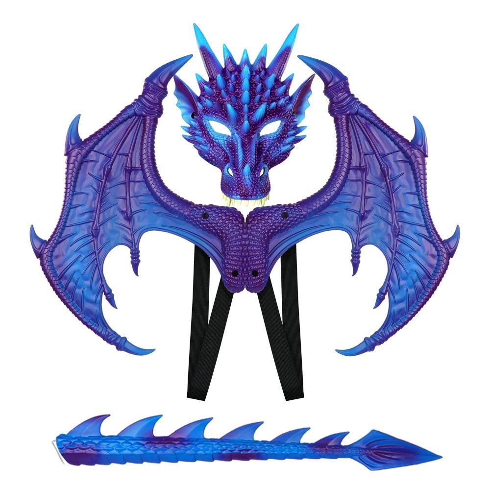 Anzieh Drachenflügel Schwanz Masken Set Cosplay Halloween Kostüme Halloween Dekoration violett