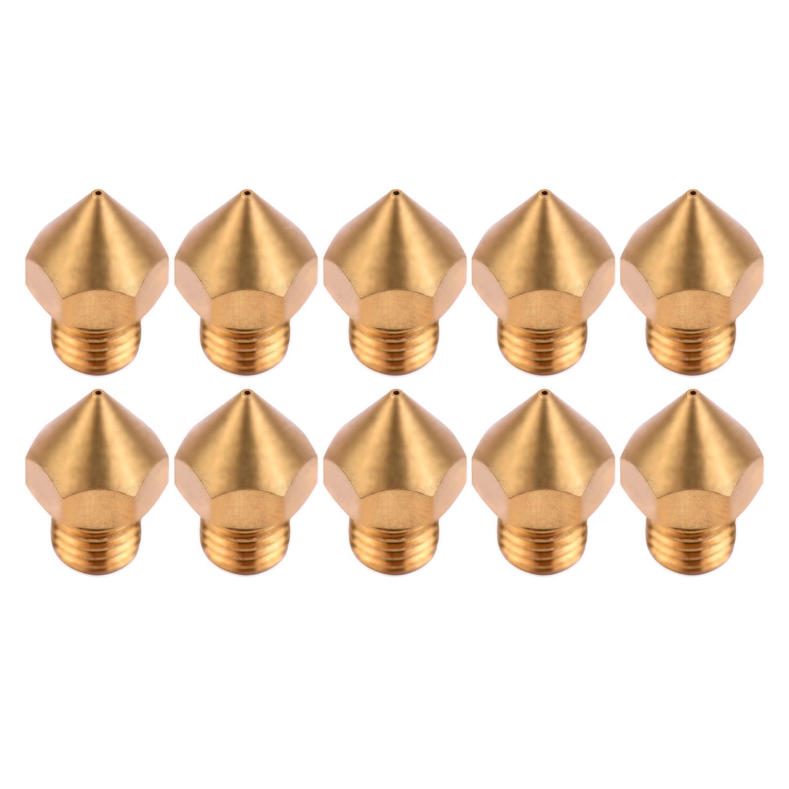 Aibecy 10 Stück 3D-Drucker-Extruder, Messingdüse, 0,4 mm, Drucker-Hotend, kompatibel mit CR10S Pro 3D 10pcs gold