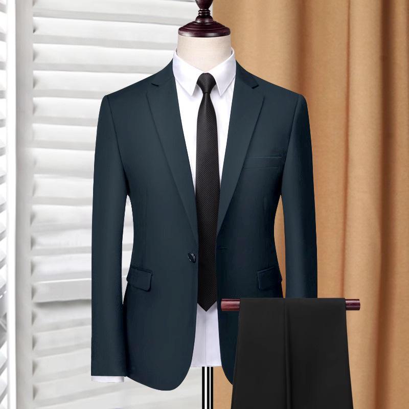 Luxuriöse Business-Anzüge für Herren im koreanischen Stil: Slim Fit-Jacken für den Beruf und die Freizeit 5XL blau/graue