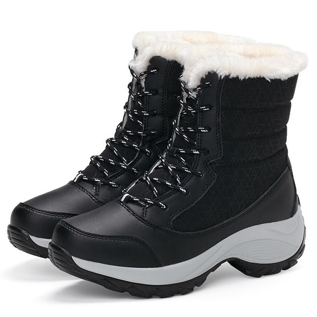 Damenstiefel, wasserdichte Winterschuhe, Damen-Schneestiefel, Plattform, warm halten, Knöchel-Winterstiefel 43 schwarz