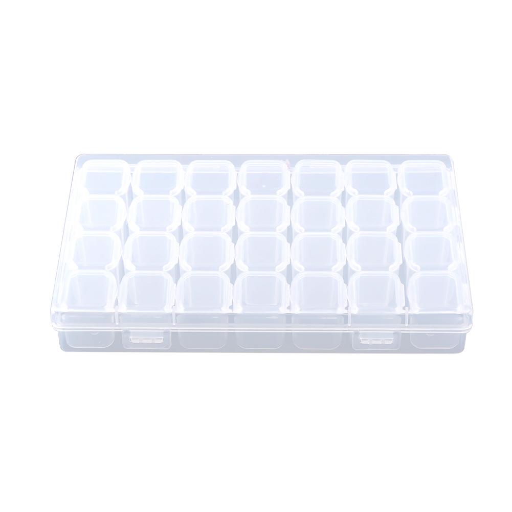 Klar Kunststoff 28 Slots Einstellbare Tablet Medizin Pille Schmuck Lagerung Organizer Box Container