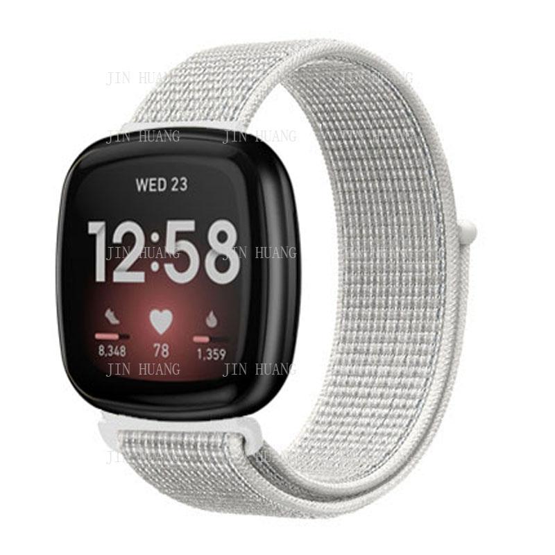 Nylonarmband für Fitbit Versa 4 3 2 Lite Smartwatch-Band Ersatz Uhrenarmband für Fitbit Sense 2 Schlaufe Correa Armband versa 2 or versa  lite weiß
