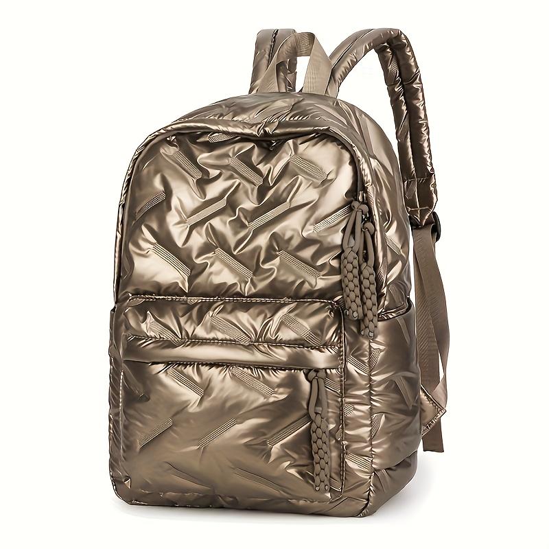 Winter Space Nylon Gepolsterter Rucksack Damen Große Kapazität Schultasche für Student Outdoor Freizeit Rucksack goldgelb