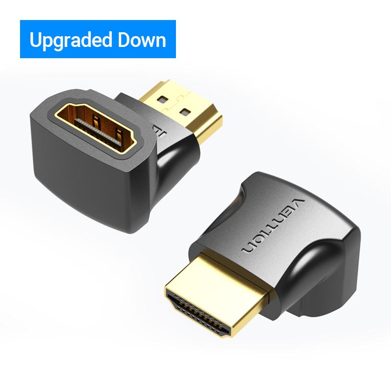 Vention HDMI-Adapter 270 90 Grad rechtwinkliger HDMI-Stecker auf HDMI-Buchse Konverter für PS4 HDTV HDMI-Kabel 4K HDMI 2.0 Extender Down schwarz