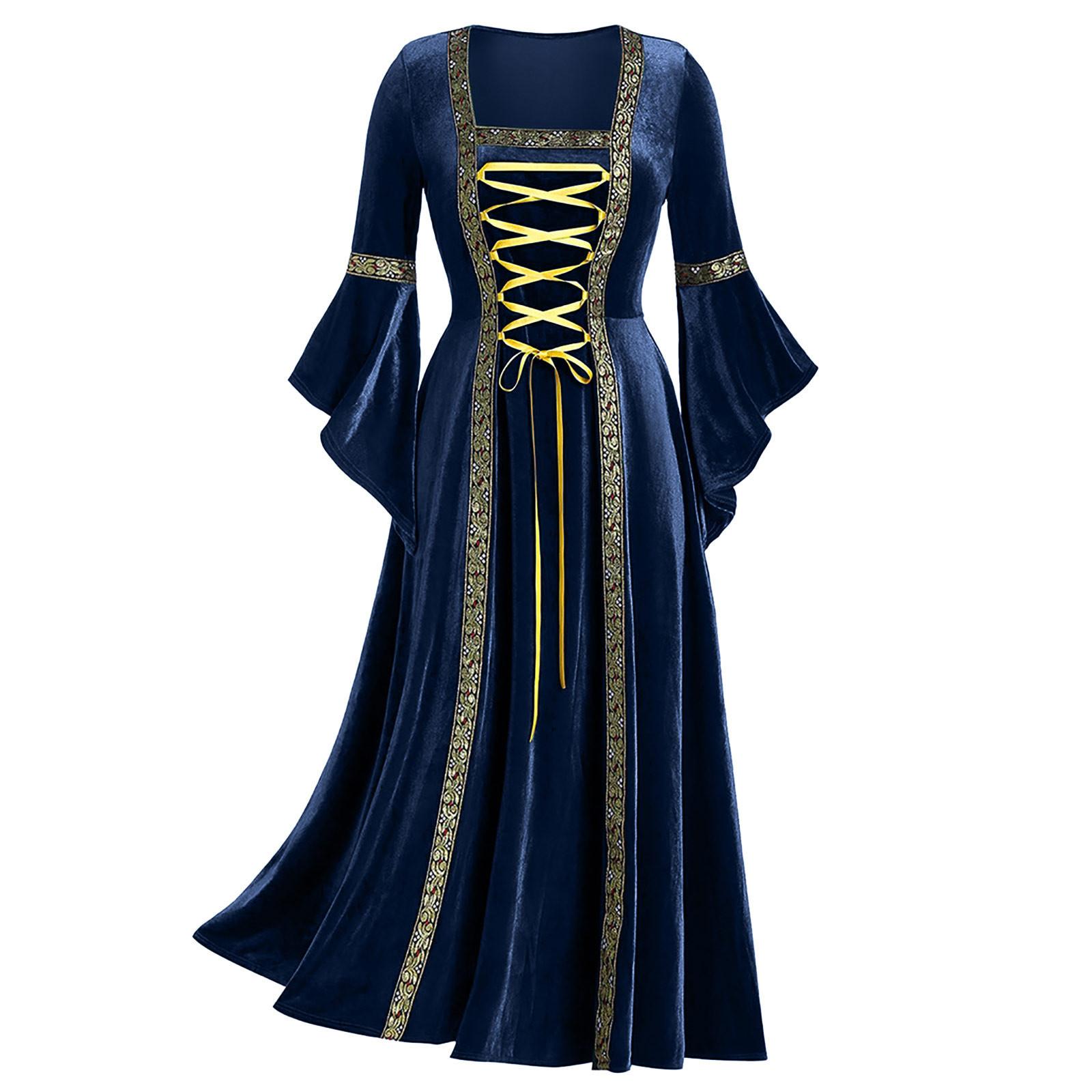 Frauen Herbst Winter Goldenen Samt Einfarbig Medium Lange Plissee Kleid Weibliche Tragen Lässige Elegante Party Abendkleid M navy blau