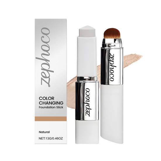 13G Farbwechselnde Foundation Stick Doppelkopf Foundation Stick mit Pinsel Leichte Feuchtigkeitsspendende Vollabdeckung Concealer Creme Stick