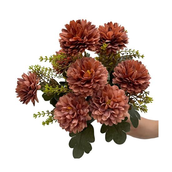 Chrysanthemen-Bund Kunstblumen mit biegsamen Stielen Realistische künstliche Blumen kaffeebraun