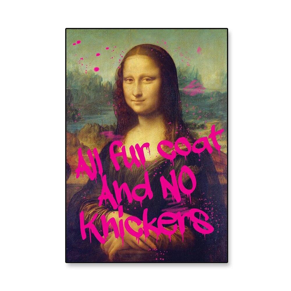 Lustige Kunst Mona Lisa Poster Graffiti Kunstdruck Rosa Zitat Straße Pop Art Leinwand Malerei Klassische Galerie Wanddekoration Zuhause 60cm×90cm NoFrame
