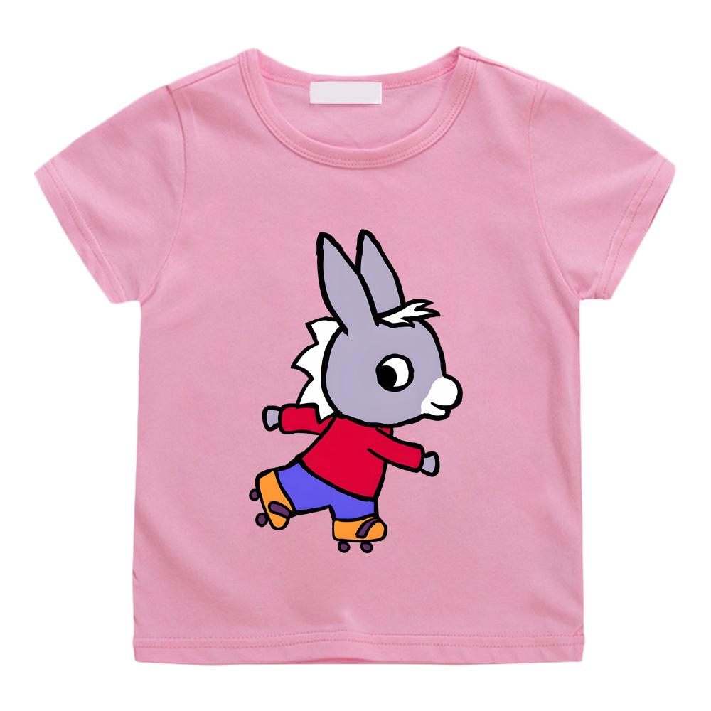 Anime-Aufdruck Lässige T-Shirts Lane Trotro Kinder Hochwertige Baumwoll-T-Shirts Jungen Mädchen Oberteile Kinder Intellektueller Spaß Cartoon-T-Shirts 110 rosa