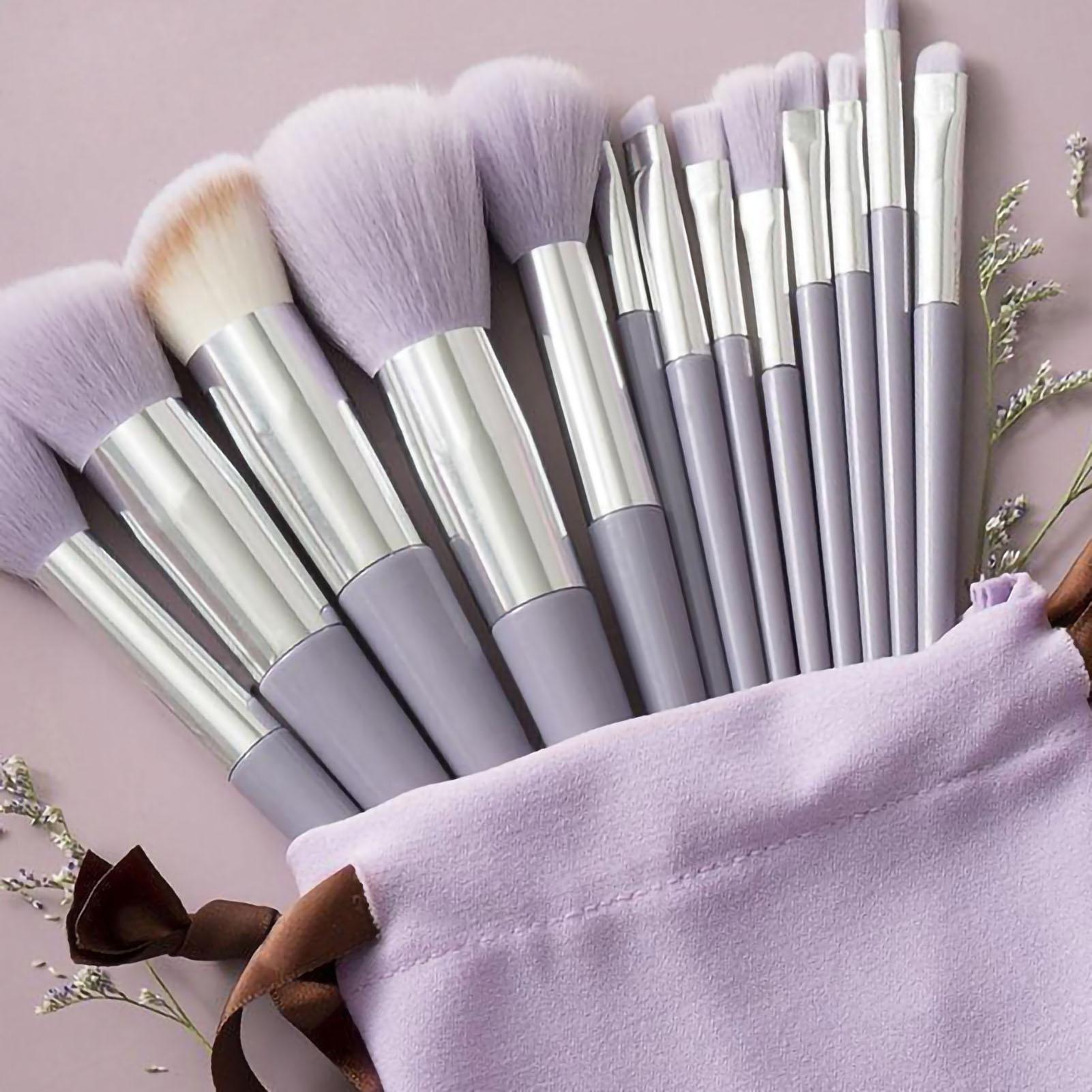 13-teiliges Set Make-up Pinsel Werkzeugset Handlich Weich Verblenden Kosmetikpinsel Set für Gesichtspuder violett