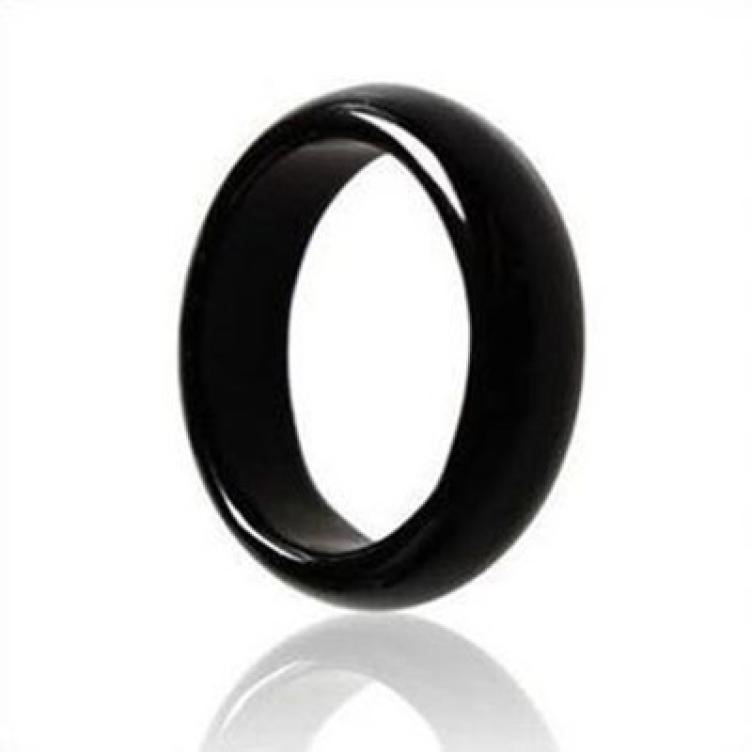 Modischer natürlicher Kristall-Onyx-Ring, mehrfarbiger Achat-Ring schwarz