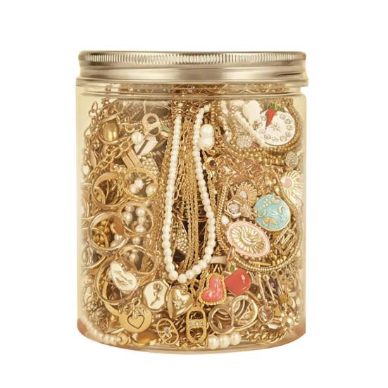 Yousheng Mystery Schmuckglas für Damen, Vintage Überraschungs-Schmuckset, Zufällige gemischte Box mit Halsketten, Ohrringen, Ringen, Armbändern, Geschenk für 10pcs goldgelb