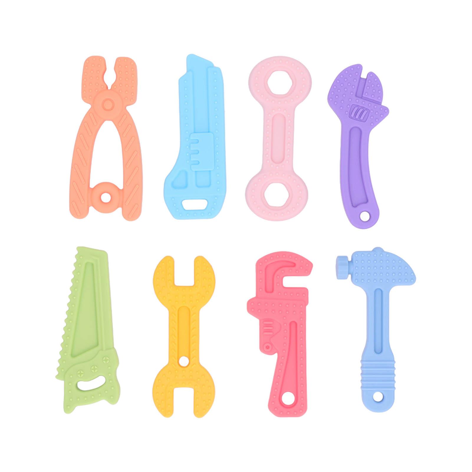 8 Stück Silikon Baby Beißring Spielzeug Beruhigen Babys Zahnfleischschmerzen Weiche Flexible Baby Kauspielzeuge für Baby L(for 6.5-9kg)