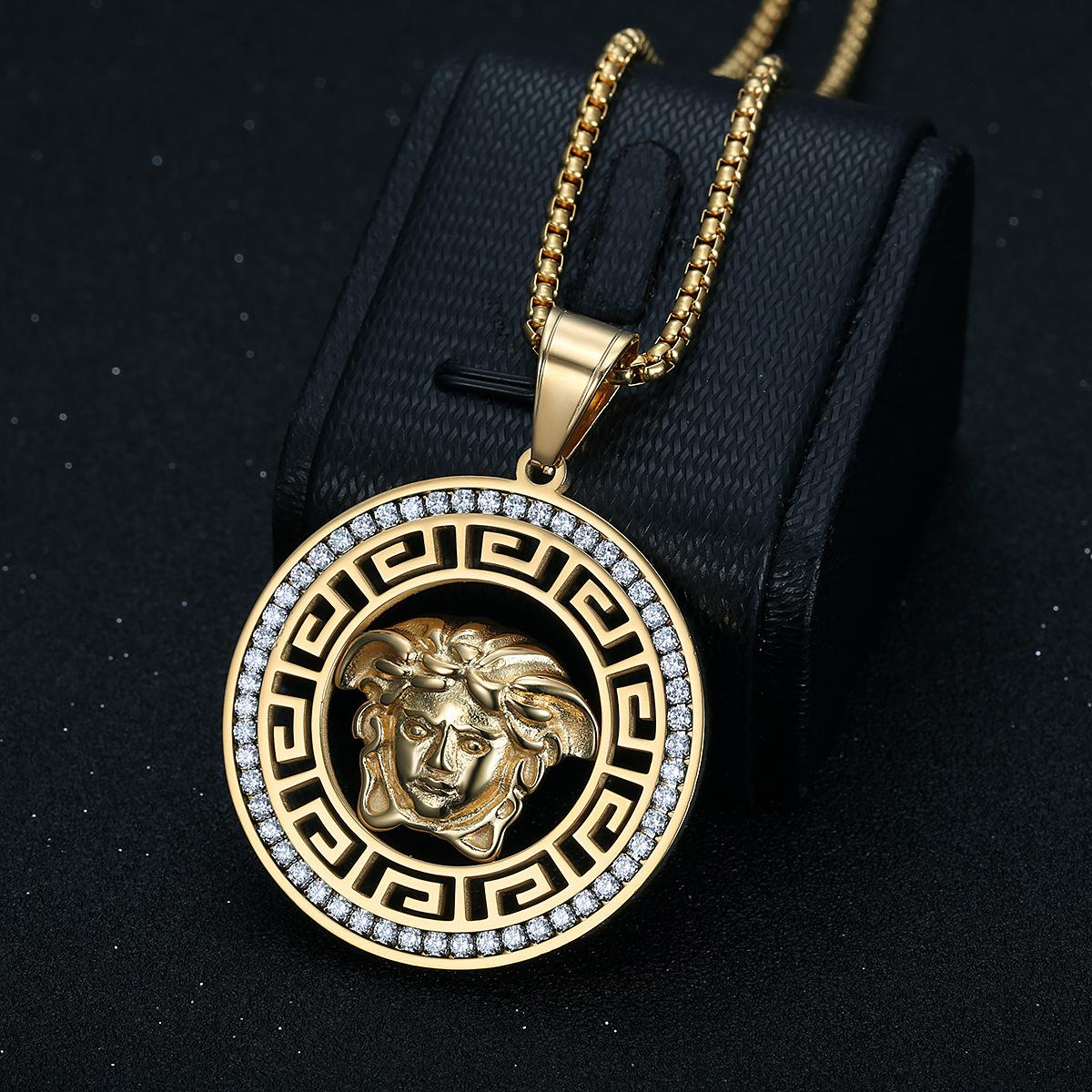 Schmuck vergoldet mit Zirkon Vintage Mode Herren- und Damen-Halskettenanhänger Schmuck 3mm+60cm