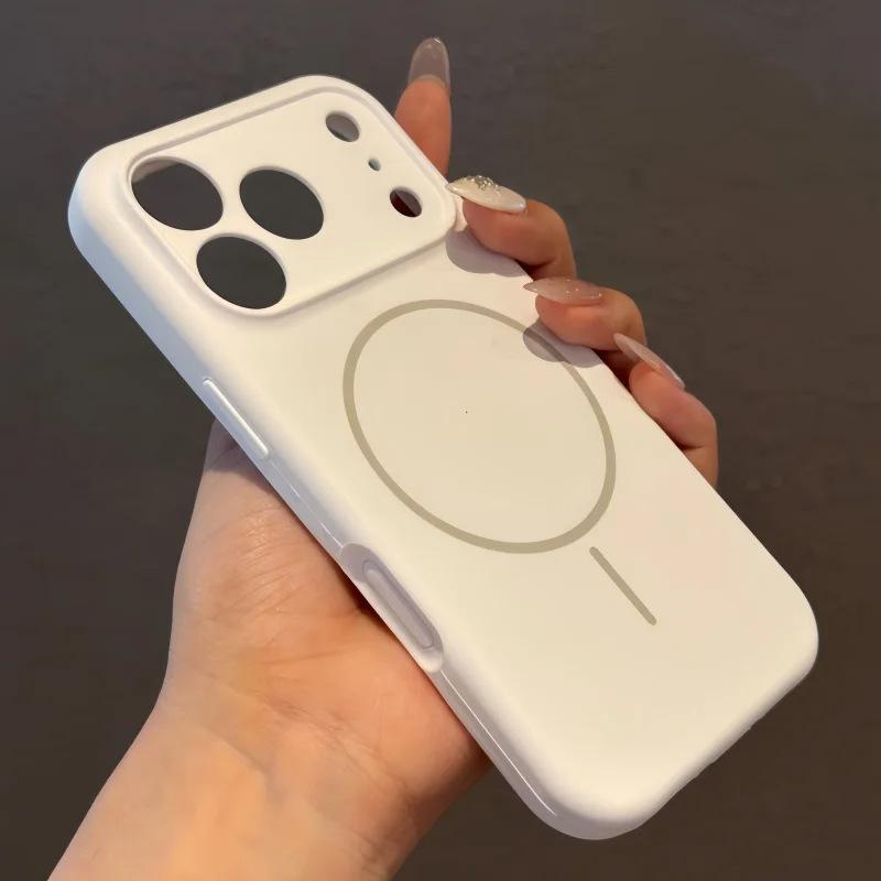 Flüssiges Silikon Handyhülle für Apple iPhone 17 Pro Max - Magsafe Sturzsichere Kreative Vollständige Abdeckung Schutzhülle für iPhone iPhone 17 Pro Max elfenbein
