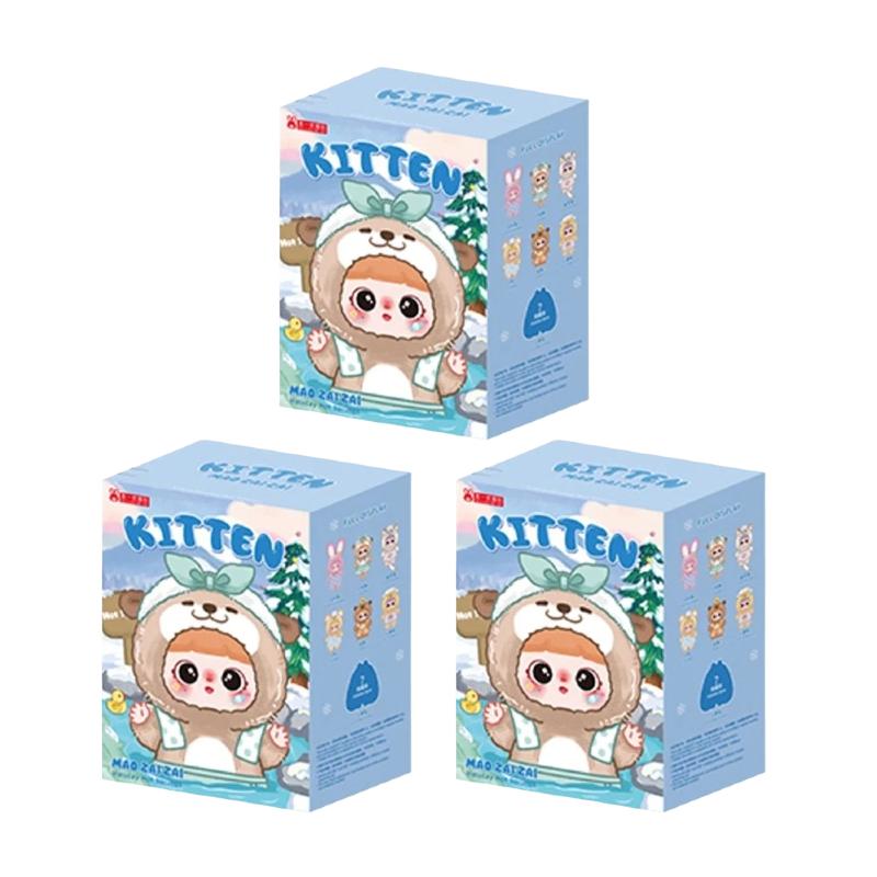 Kätzchen Feiertags Heiße Quelle Serie Plüsch Blind Box Mystery Überraschung Entzückender Puppen Anhänger Weiches Plüschtier Geschenk Für Mädchen white