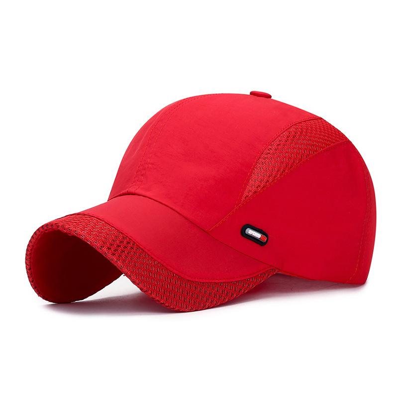 Sommer Mesh Baseball Kappe Schnell Trocknend Hut Männer Outdoor Sport Sonnenhut Frauen Pferdeschwanz Panama Kappe Visier Snapback Golf angeln Hüte 55-60cm rot