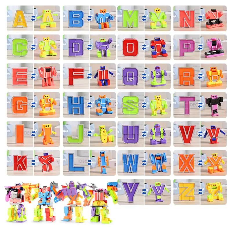 26 STÜCKE Alphabet Buchstaben Spielzeug Roboter Transformation Bauen DIY Kreative STEM Bildung Action Modell Spielzeug für Vorschule Spielzeug Geschenk