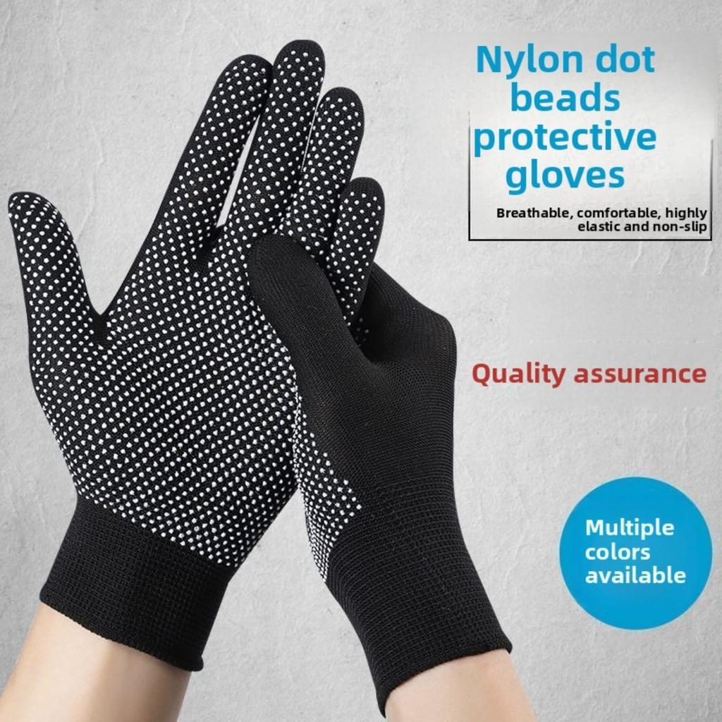 20 Paar Nylon Anti-Rutsch Handschuhe mit Noppen für Arbeitsschutz, Fahren und Gartenarbeit 3 pairs schwarz