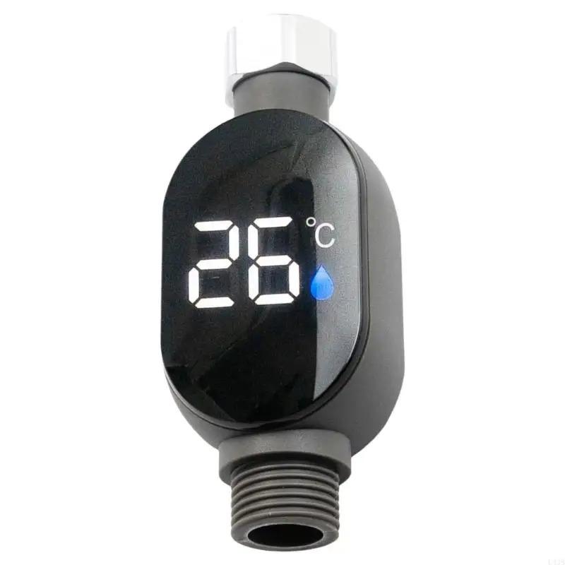 Dusche LED-Anzeige Wasser Dusche Thermometer Badezimmerarmaturen Wassertemperaturüberwachung Energie Smart Home Zähler Thermometer Für Badezimmer Kindersicherheit Black-1pcs