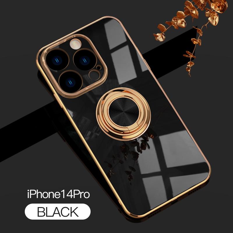 Luxuriöse Metall-TPU-Ringhülle für iPhone Soft Cover für iPhone 16 15 14 Pro Max 13 12 Pro MAX 11 Pro MAX X XR XS 8 7 Plus iPhone 14 Plus schwarz