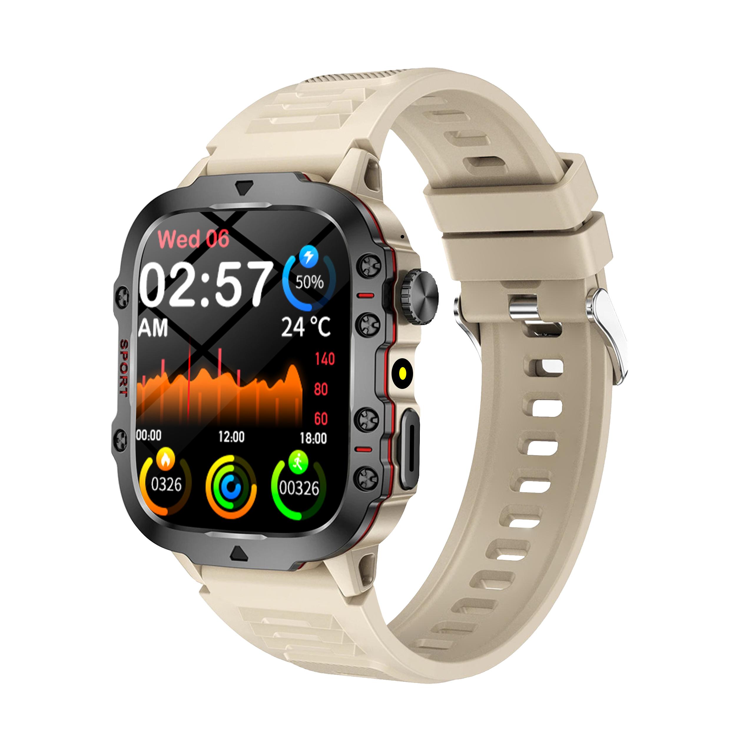 2025 Neue Militär-Smartwatch Herren IP68 5ATM Outdoor-Sport Fitness-Tracker Gesundheitsmonitor 1,81 Zoll BT-Anruf Smartwatch für Xiaomi khaki