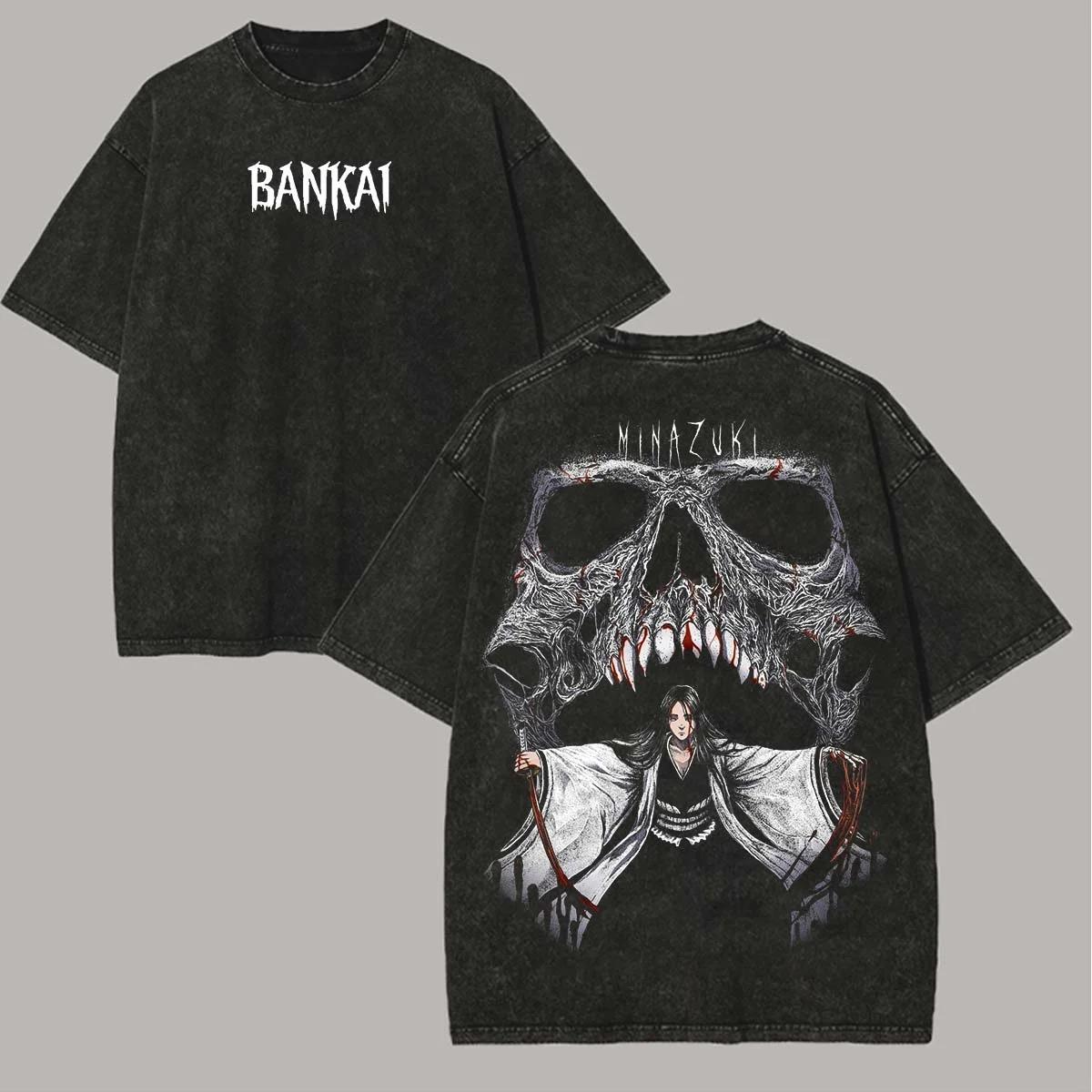 BLEACH Aufdruck Gewaschenes Übergroßes Herren Damen T-Shirt Vintage Street Baumwoll-T-Shirt Kurzarm Kleidung Lässige Streetwear Lockere Damen Herren Kleidung XXXL gold
