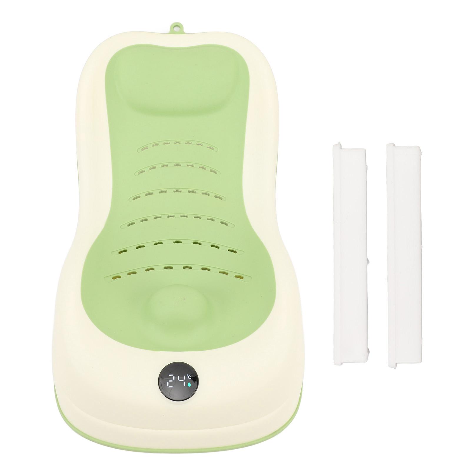 Baby Badewannenstütze Neugeborenen Badewanne mit Thermometer Weiches Waschbecken Rutschfest Tragbare Baby Badewanne grün