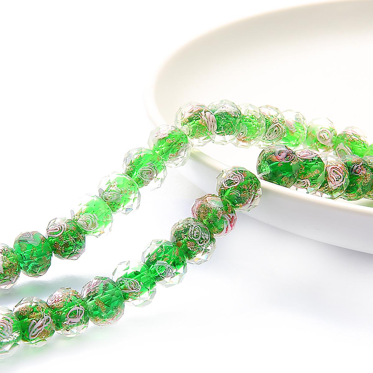 10 teile/beutel 8/10/12mm Murano Transparent Glas Lampwork Perlen Für Schmuck Machen Frauen DIY Armband Blume rondelle Facettierte Perlen 8mm grün