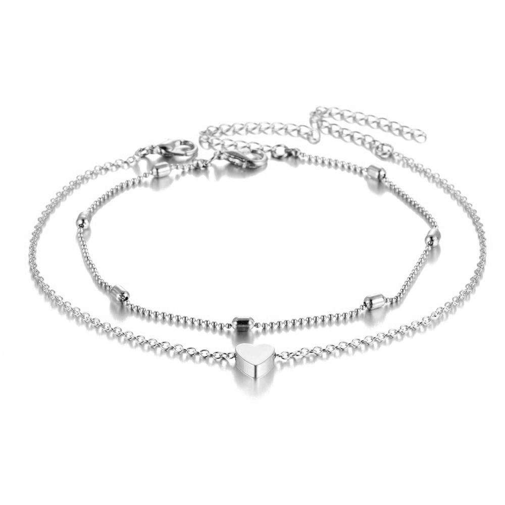 Sommer Strand Kette Herz Fußkettchen Frauen Bohemian Gold Sandy Fuß Orgament silber