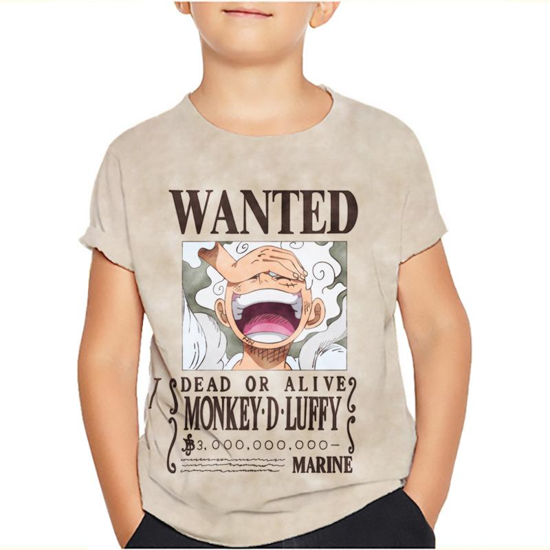 One Piece Luffy T-Shirt Four Emperors Kurzarm Zoro Sanji Chopper Ace Law Tee Kinderkleidung Modekostüme für Kinder Top 160 weiß