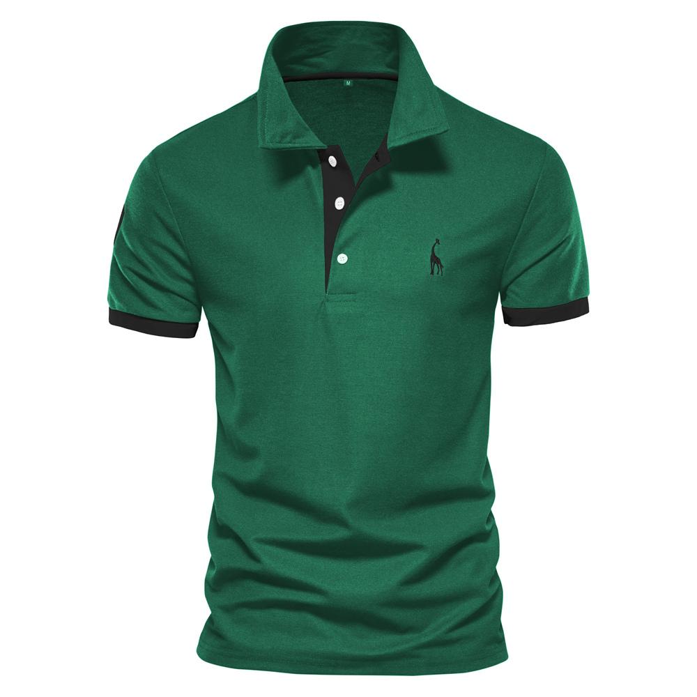 Sommer Kurzarm T-Shirt Herren Polo Business Casual Poloshirt Herren Slim Fashion Herren Polo Baumwolle Hochwertiges T-Shirt Einfach Outdoor M grün