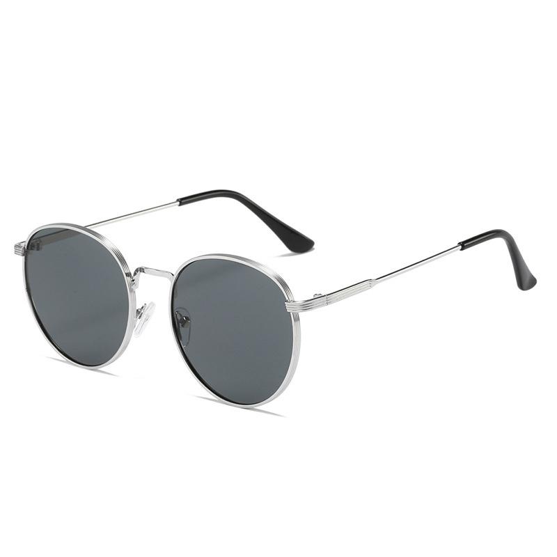 Neue Vintage Sonnenbrillen Damen Herren Runde Sonnenbrillen Weibliche Retro Shades Metallrahmen Sonnenbrillen für Herren Kreisförmige Brillen MULTI white