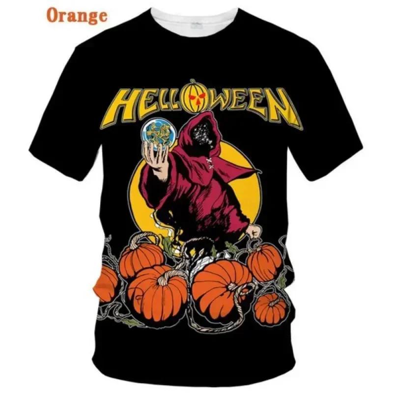 Rock Band Helloween 3D Druck T-Shirt Damen Herren Sommer Rundhals Kurzarm Mode T-Shirt Grafische T-Shirts Cosplay Kostüm T-Shirts 6XL brown