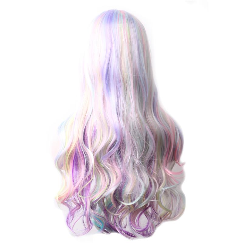 WoodFestival Kunsthaar-Cosplay-Perücke, grau, lange Perücken für Frauen, blond, rosa, rot, schwarz und weiß, grün, braun, blau, lila gefärbt 28inches white