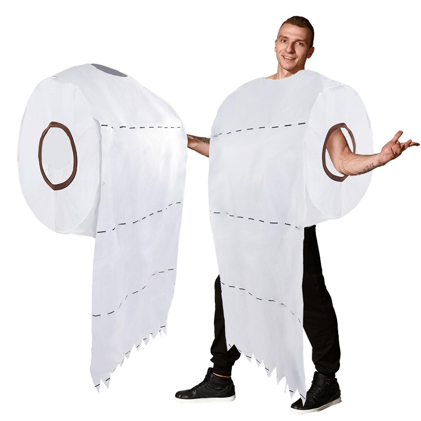 Parodie-Toilettenpapier-Kostüme, Toilettenpapier-Maskenball-Performance-Kostüme Adult size weiß