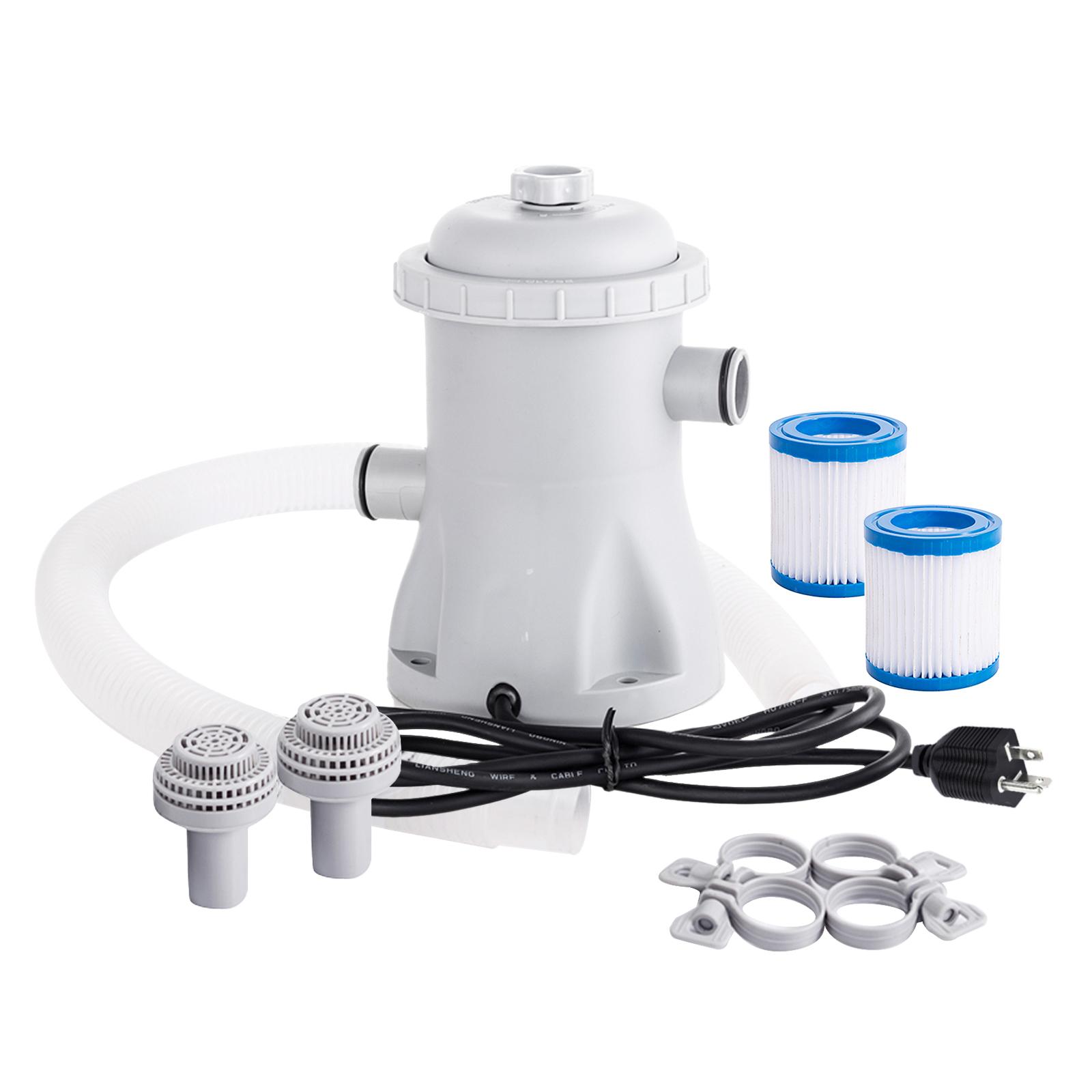 Pool-Filterpumpe, 330 GPH, elektrische Wasserpumpe für Planschbecken, mit 2 Pool-Filterkartuschen, Poolpumpen US Plug