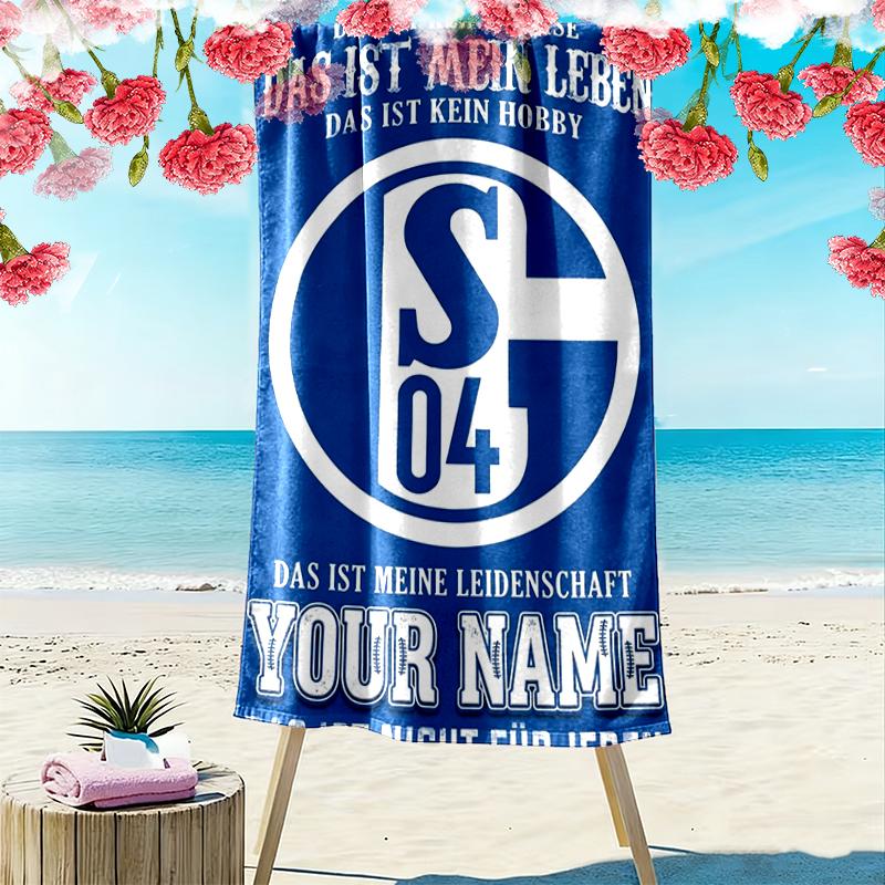 Benutzerdefinierter Name FC Schalke 04 Druck Strandtuch, Großes Weiches Schnelltrocknendes Handtuch für Strand Camping Schwimmen_xia 70cmx140cm(27x55inch) blue