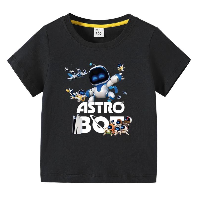 Die Sommer Astro Bot T-Shirts für Kinder Niedliche Cartoon T-Shirts Jungen Casuals Kurze Ärmel Mode Kinderbekleidung Kurzarm 150 black