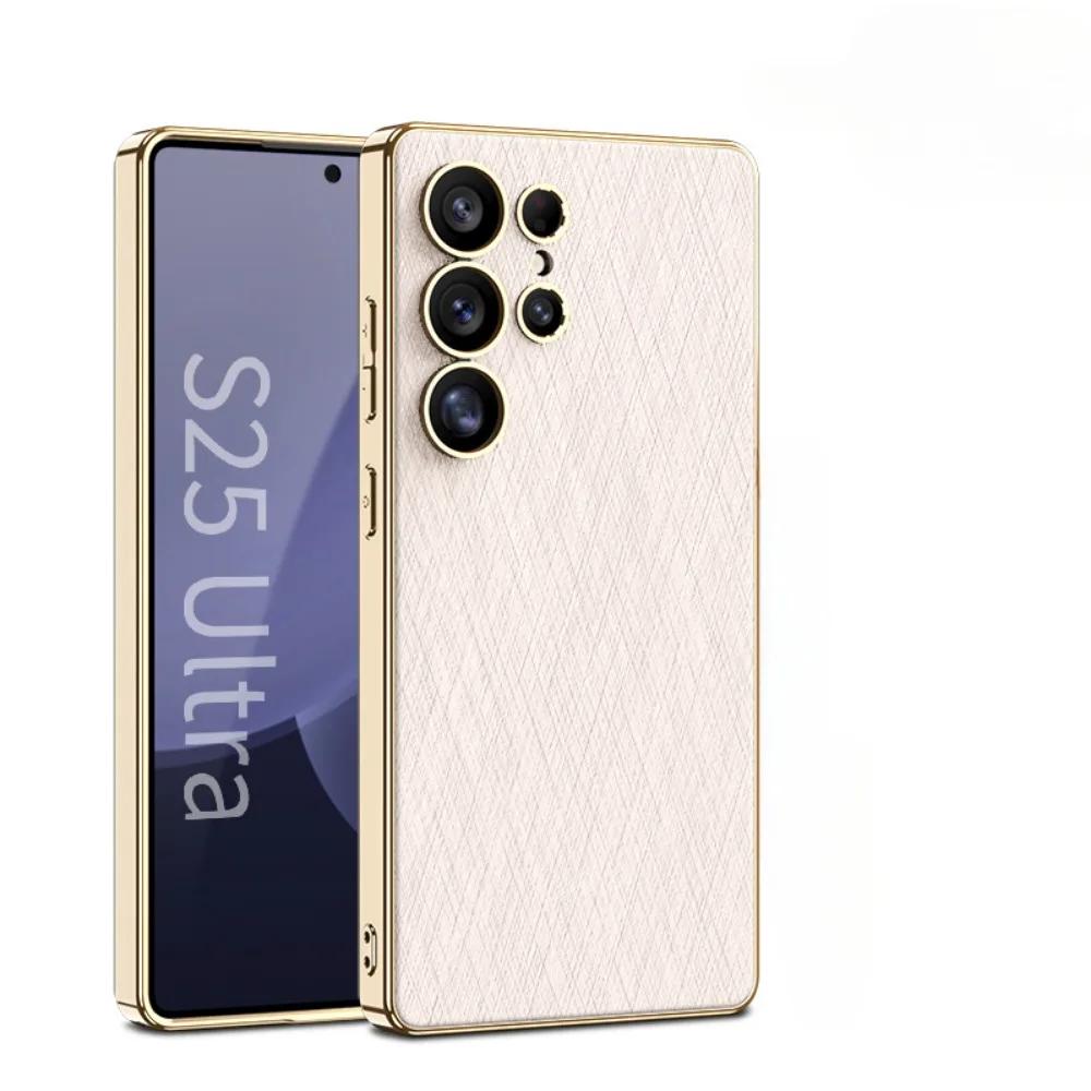 Für Samsung Galaxy S25 S24 Ultra Handyhülle Galaxy S25 Ultra Galvanisiertes Leder Schutz Stoßfestes Cover Galaxy S25 Ultra gray